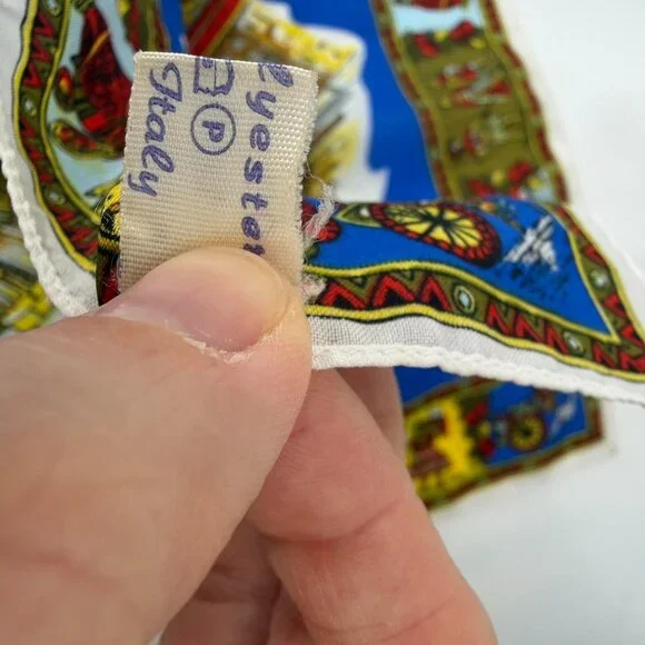 Vintage Italy Sicily Souvenir Scarf Blue Map Print Travel Tourist Square 25" - Picture 5 of 5